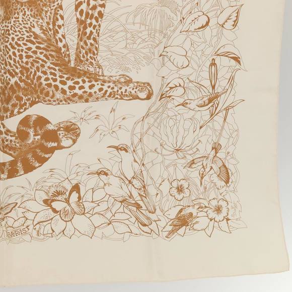HERMES Carre 90 Scarf JUNGLE LOVE Silk White Auth am6952 - Picture 10 of 16